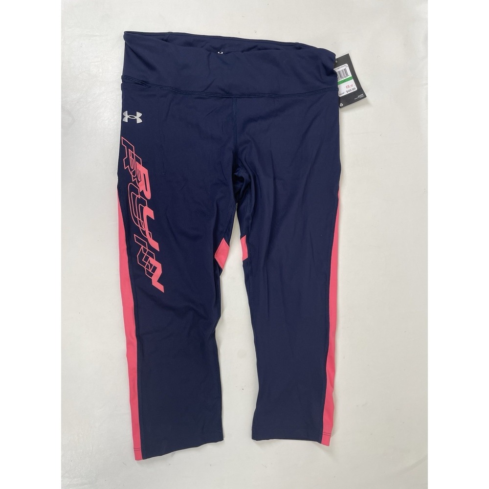 Under Armour Compression‎ Leggings Womens Size L Blue and Pink NWT